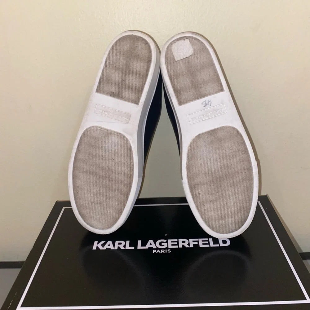 Karl Lagerfeld Black & White Platform Cate Pins Sneakers, Size 7.5 - Picture 11 of 14